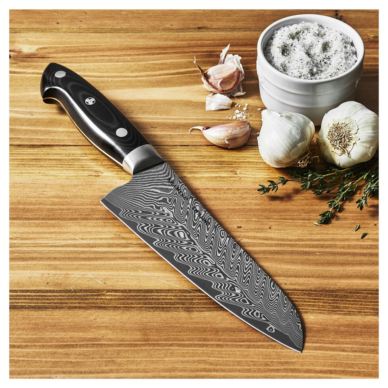 Zwilling Bob Kramer – Euroline Stainless Damascus Collection: 7" Santoku Knife - Image 2